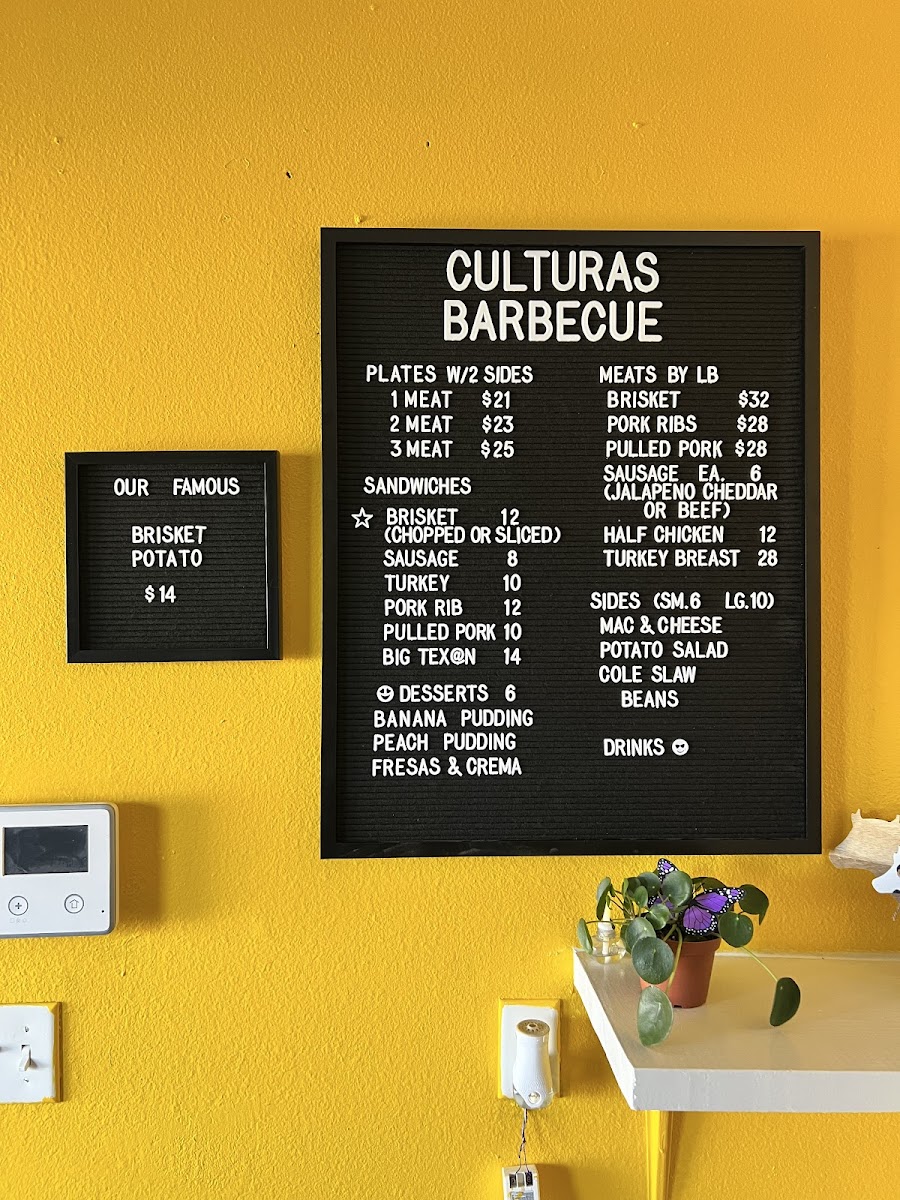 Culturas barbecue llc Menu 2