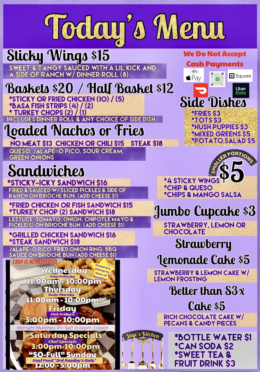 Jaye’s Kitchen & Catering Menu 1
