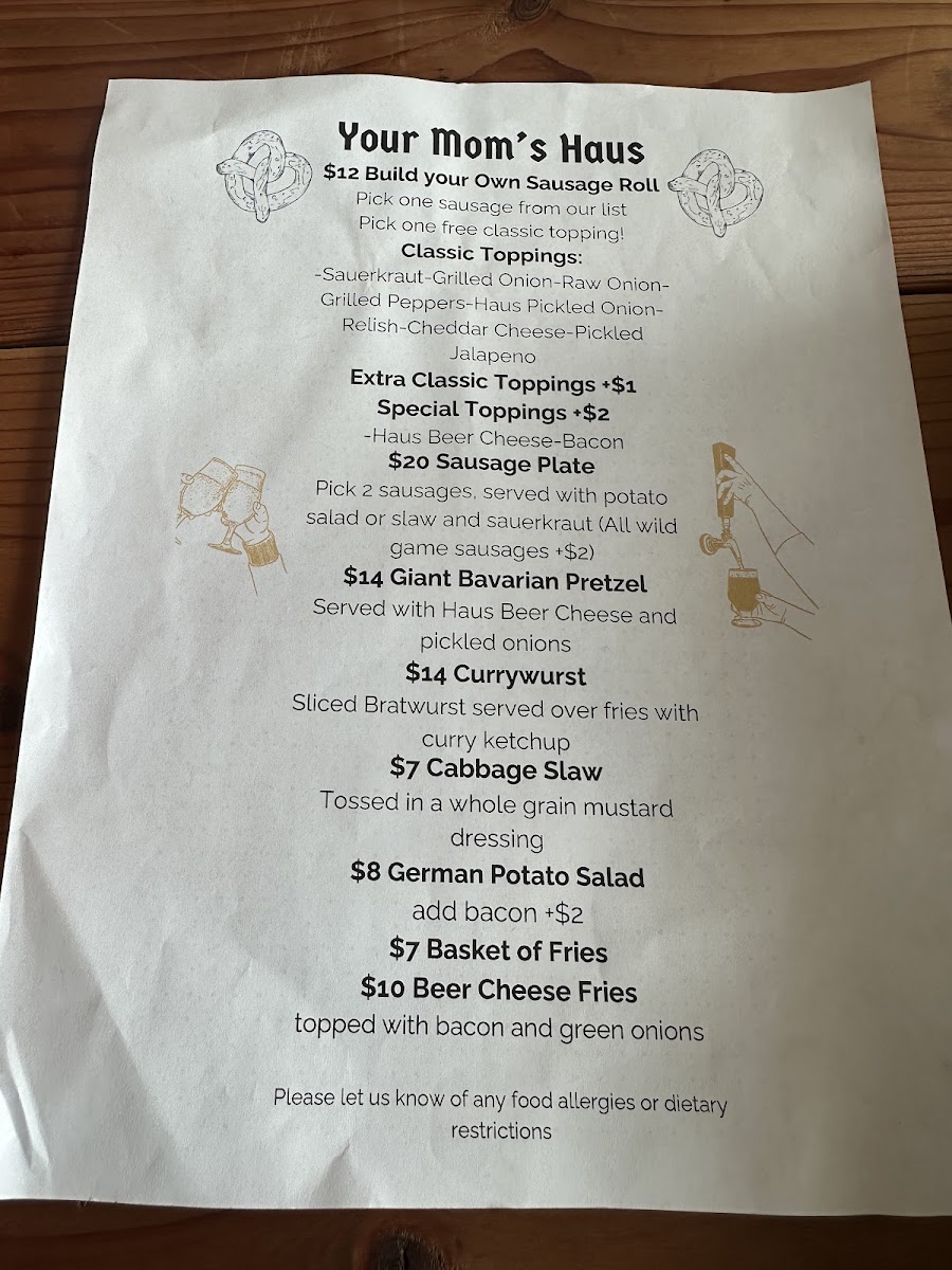 Your Mom's Haus Menu 3